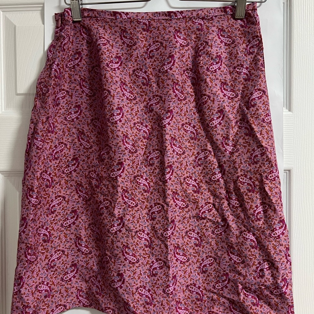 J. Crew Pink Paisley A-Line Skirt